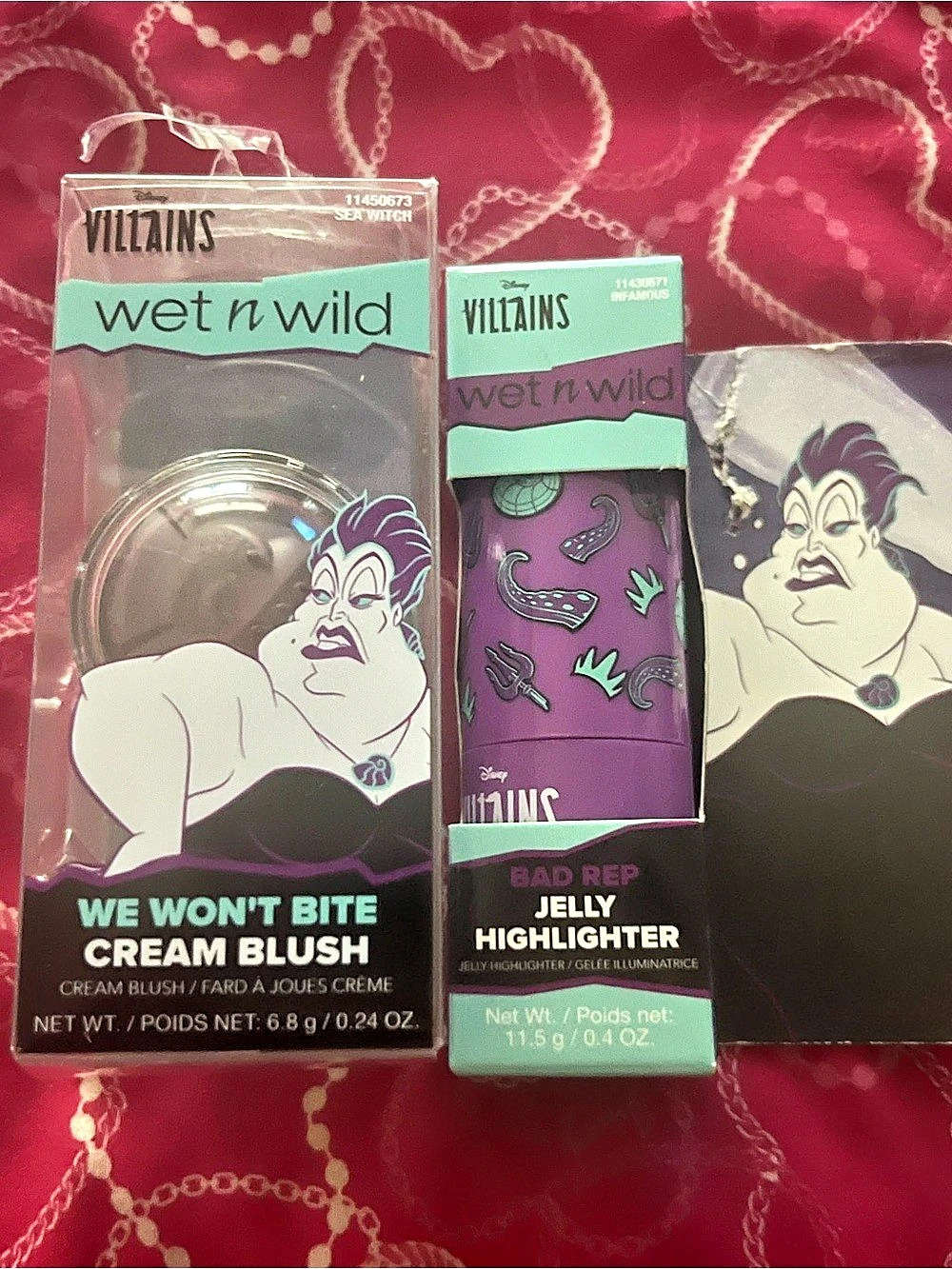Wet n Wild Disney Villains Bad Reef Highlighter and We Won't Bite Cream Blush